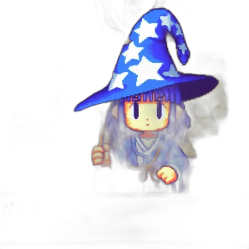 hat, staff, weapon, creature, pixel art, concept art, fantasy art, anime transparent PNG cut-out