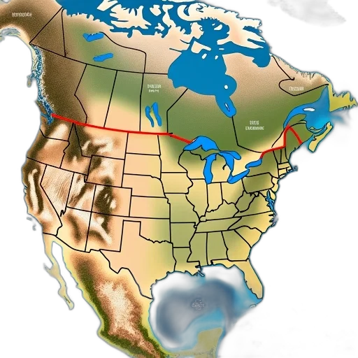 dragon, hair, detailed, map, united, states, red, line transparent PNG cut-out