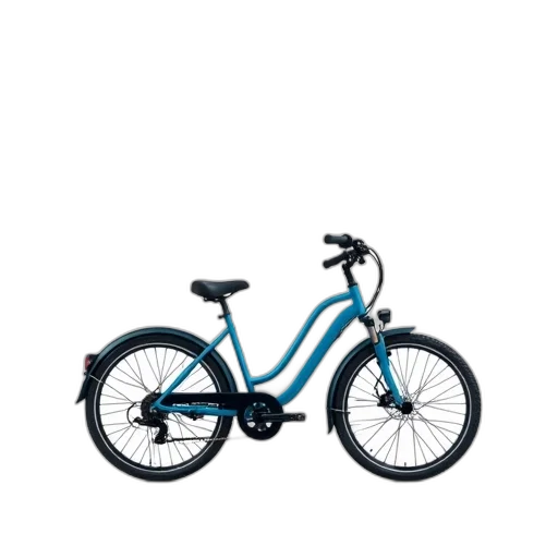 blue, bicycle, black, seat, handlebars, depicted, against, white transparent PNG cut-out