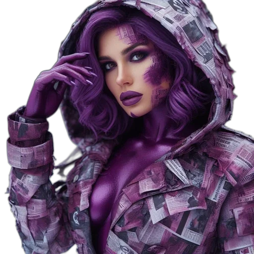 jacket, face, cyberpunk, comic book art, concept art, photorealistic, dark, woman transparent PNG cut-out