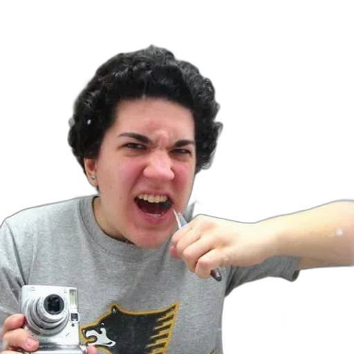 staff, weapon, face, creature, person, gray, t-shirt, wolf transparent PNG cut-out