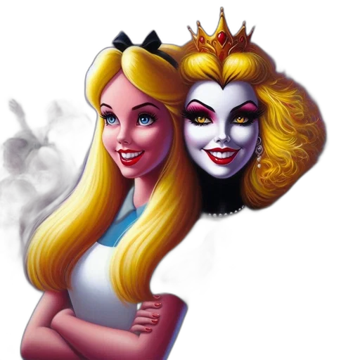 crown, mask, fantasy art, concept art, cartoon, pixel art, two, female transparent PNG cut-out