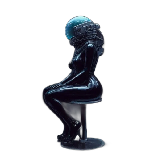 robot, furniture, mask, jewelry, vaporwave, concept art, 3d render, astronaut-like transparent PNG cut-out