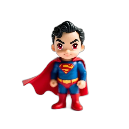 3d render, comic book art, cartoon, concept art, small, stylized, figurine, superman transparent PNG cut-out