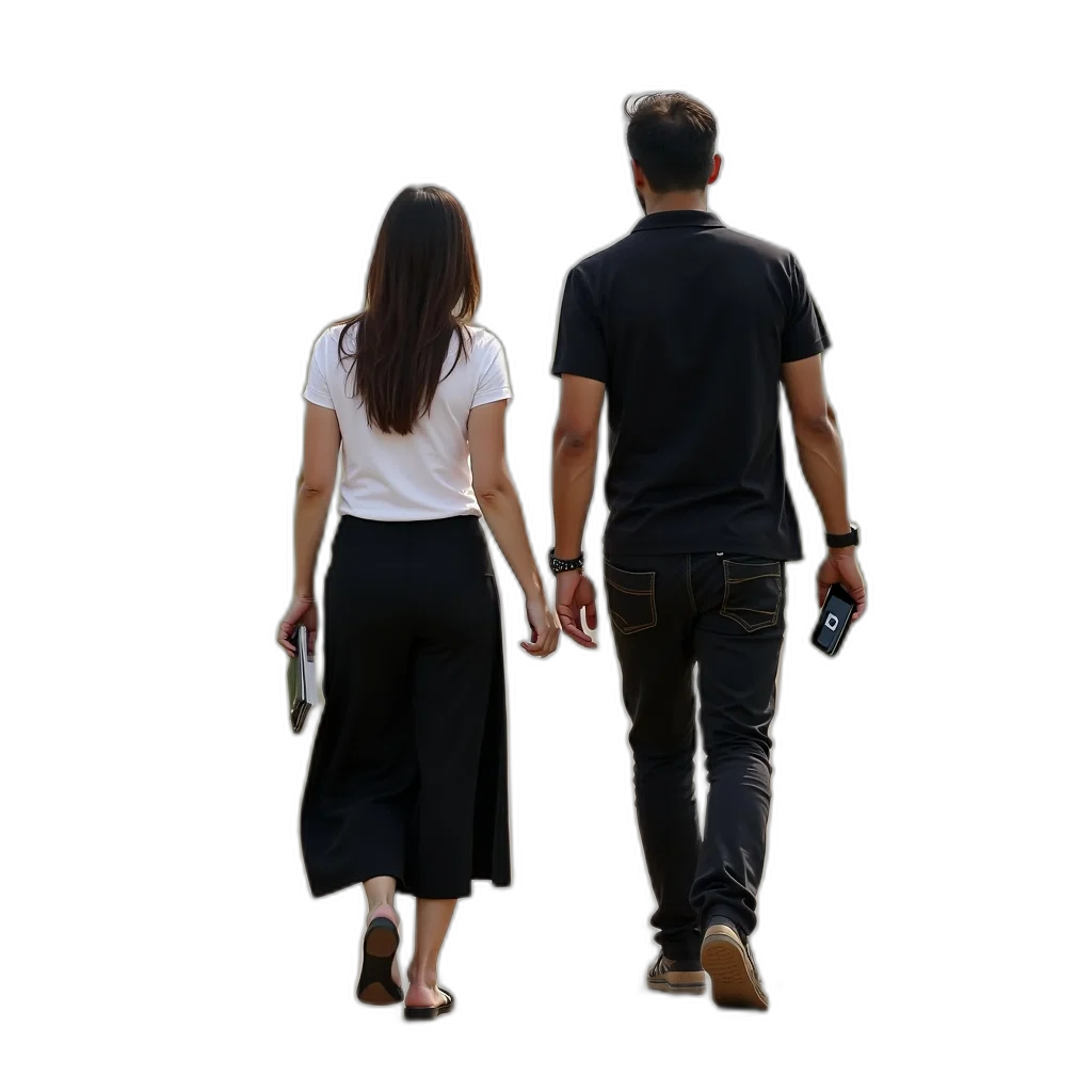 staff, 3d render, city street, man, woman, walking, dirt, path transparent PNG cut-out