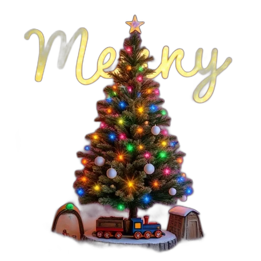 tree, festive, christmas, scene, decorated, adorned, colorful, lights transparent PNG cut-out