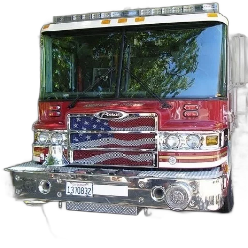 weapon, staff, red, fire, truck, american, flag, front transparent PNG cut-out