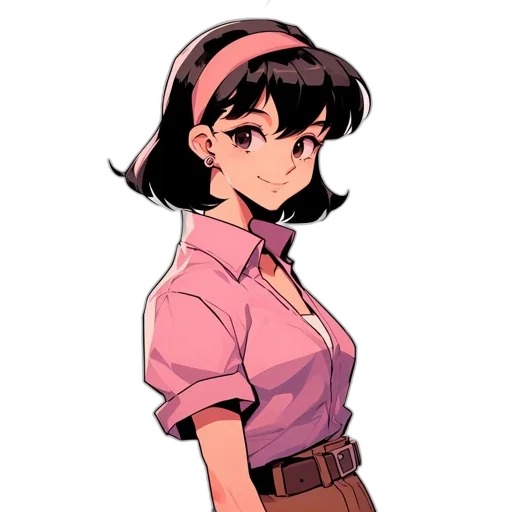 staff, dress, jacket, hat, anime, vaporwave, pixel art, concept art transparent PNG cut-out