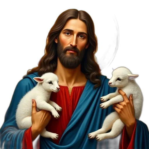 animal, photorealistic, pixel art, stylized, painting, jesus, christ, beard transparent PNG cut-out