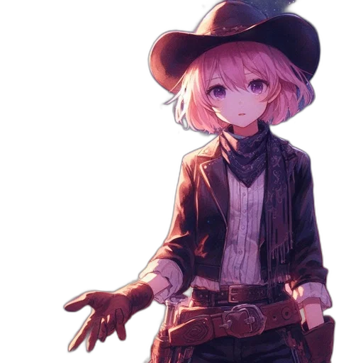 hat, weapon, staff, jacket, anime, concept art, fantasy art, pixel art transparent PNG cut-out