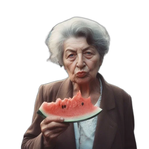 face, food, mask, crown, photorealistic, vaporwave, concept art, elderly transparent PNG cut-out