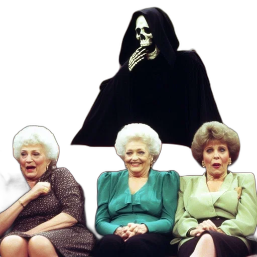 mask, dark, three, elderly, women, react, surprise, amidst transparent PNG cut-out