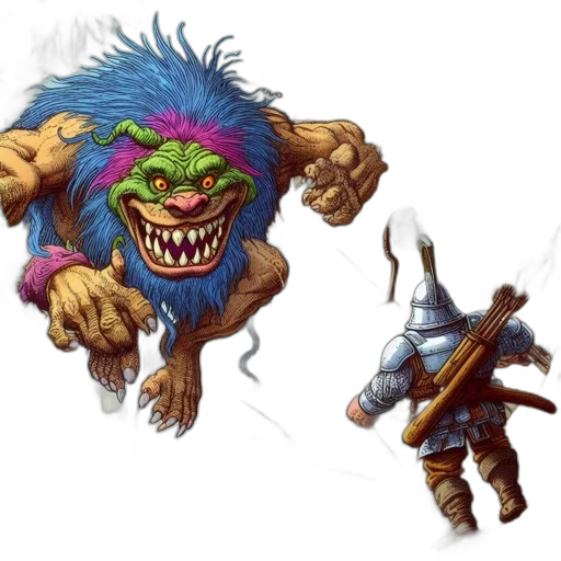 creature, concept art, fantasy art, comic book art, vibrant, green, forest, massive transparent PNG cut-out