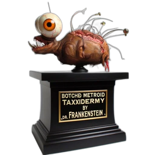 creature, concept art, 3d render, bizarre, taxidermy, specimen, resembling, prominent transparent PNG cut-out