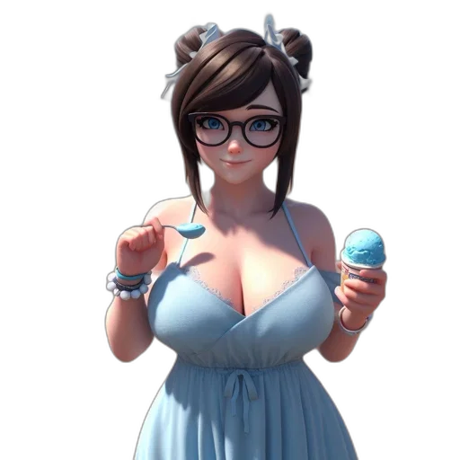 dress, staff, face, concept art, 3d render, fantasy art, cartoon, blue transparent PNG cut-out