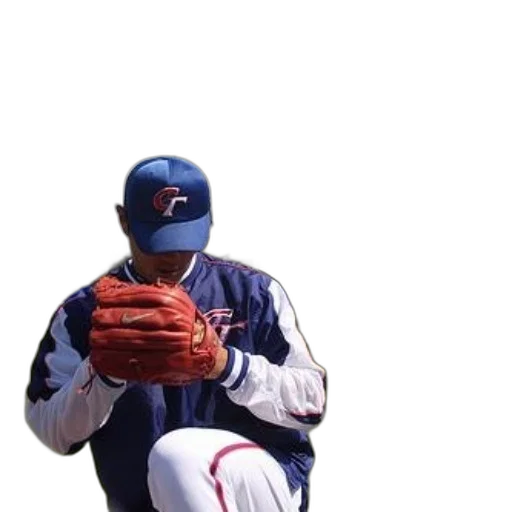 jacket, staff, hat, photorealistic, baseball, player, blue, white transparent PNG cut-out