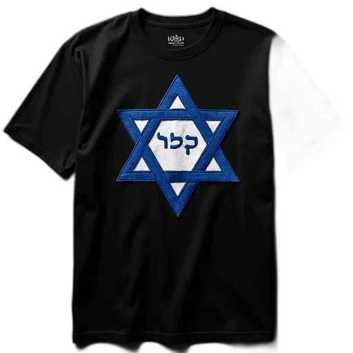 staff, black, t-shirt, blue, white, embroidered, patch, center transparent PNG cut-out