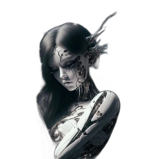 robot, mask, face, jewelry, fantasy art, concept art, cyberpunk, comic book art transparent PNG cut-out