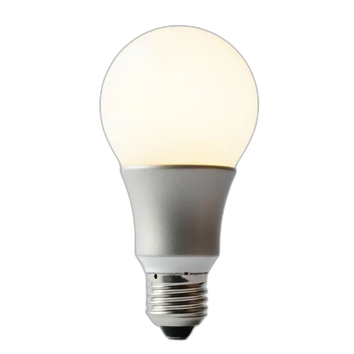 3d render, photorealistic, close-up, image, silver, led, light, bulb transparent PNG cut-out