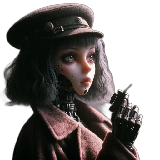 staff, hat, robot, face, concept art, photorealistic, fantasy art, 3d render transparent PNG cut-out