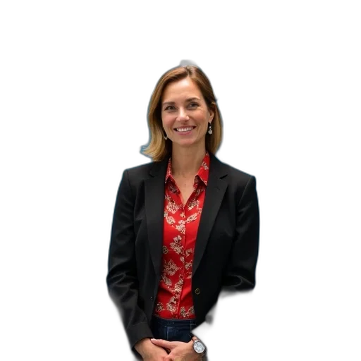 staff, jacket, dress, woman, black, blazer, red, floral transparent PNG cut-out