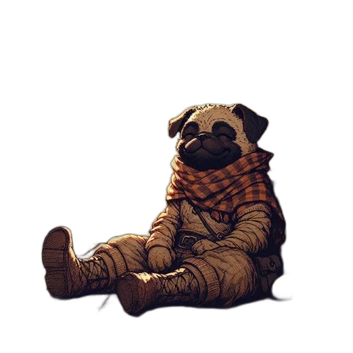 creature, animal, jacket, staff, concept art, watercolor, pixel art, fantasy art transparent PNG cut-out