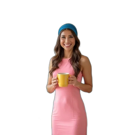 dress, hat, staff, pastel, neon, colorful, blue, woman transparent PNG cut-out