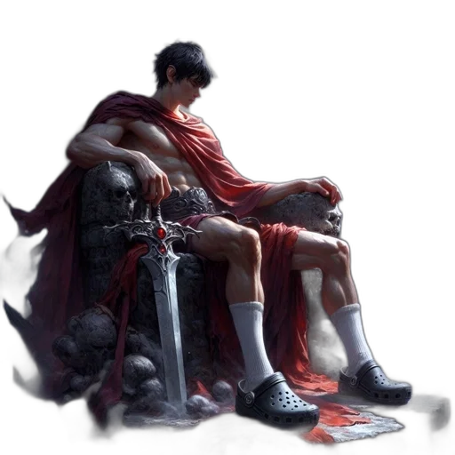 sword, weapon, shoes, concept art, fantasy art, pixel art, photorealistic, red transparent PNG cut-out