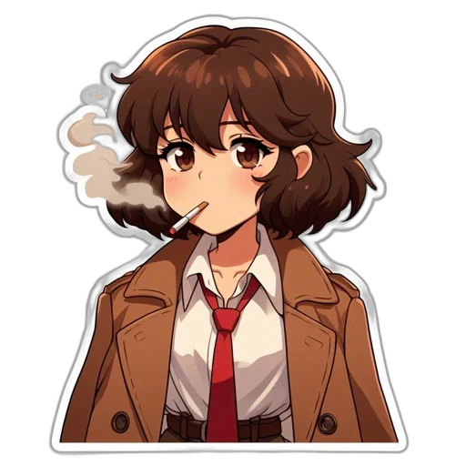 jacket, staff, face, hair, anime, pixel art, cartoon, concept art transparent PNG cut-out