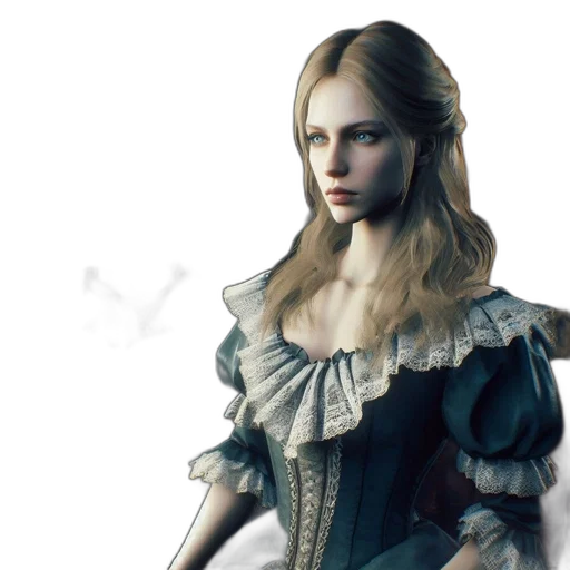 dress, face, concept art, fantasy art, photorealistic, 3d render, monochrome, two transparent PNG cut-out