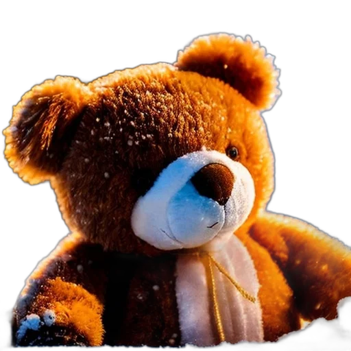 photorealistic, 3d render, teddy, bear, snow, settled, placed, snowy transparent PNG cut-out