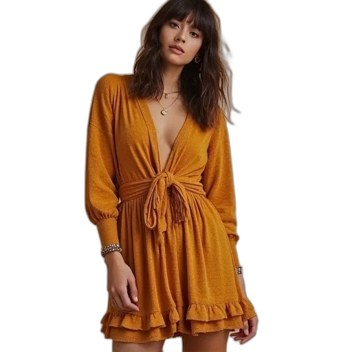 dress, earth tones, golden, best transparent PNG cut-out