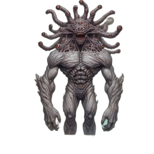 creature, hair, animal, concept art, 3d render, fantasy art, illustrated, grim transparent PNG cut-out