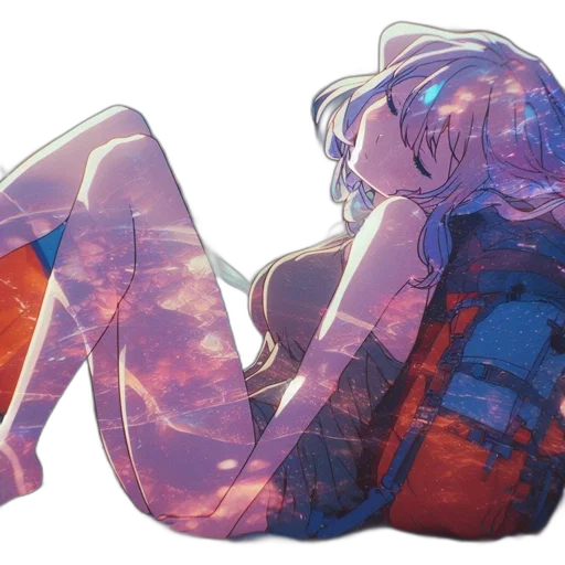 dress, mask, bottle, jacket, vaporwave, watercolor, anime, concept art transparent PNG cut-out