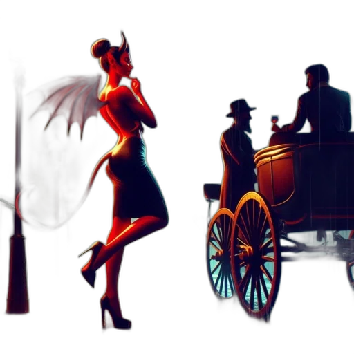concept art, fantasy art, pixel art, comic book art, city street, fire, dark, red transparent PNG cut-out