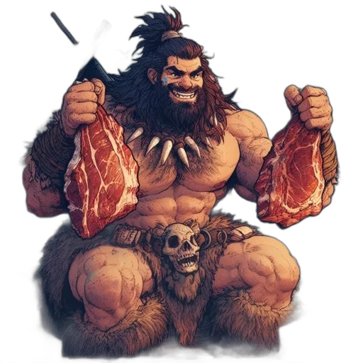 food, animal, concept art, fantasy art, comic book art, pixel art, man, beard transparent PNG cut-out