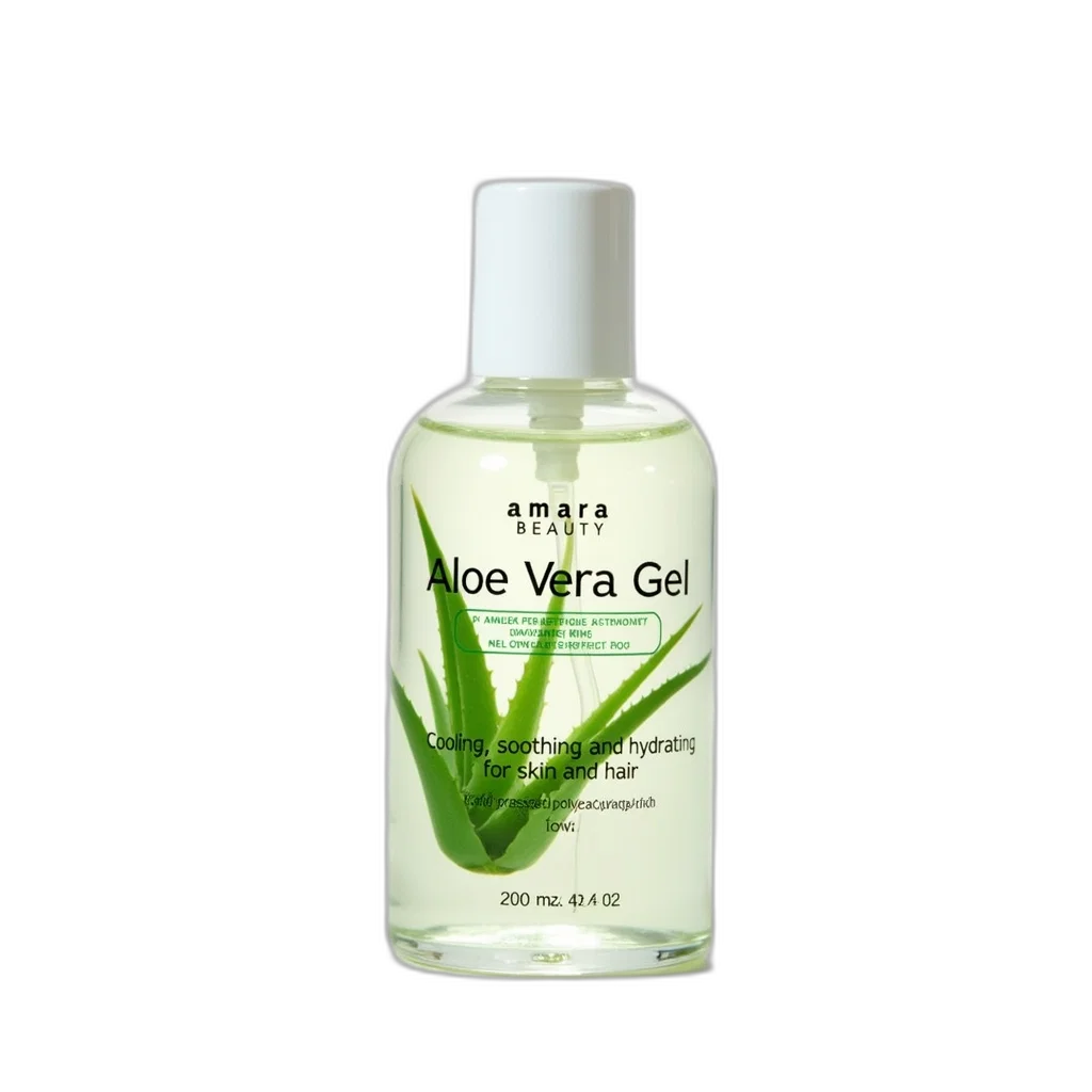 bottle, aloe, vera, gel, amara, beauty, displayed, against transparent PNG cut-out