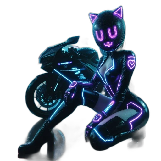 creature, robot, animal, staff, concept art, 3d render, vaporwave, cyberpunk transparent PNG cut-out