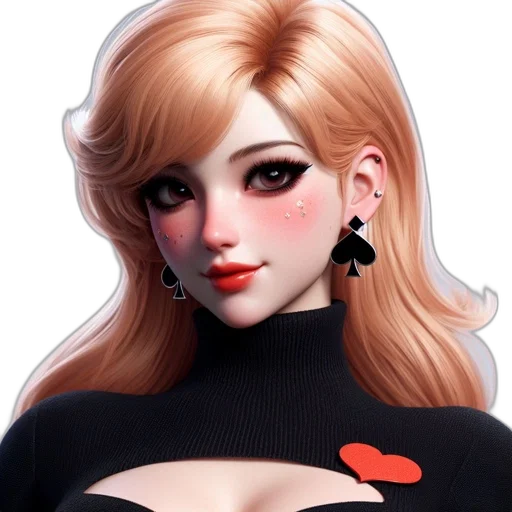 face, jewelry, photorealistic, cartoon, fantasy art, 3d render, red, dark transparent PNG cut-out