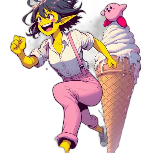 staff, concept art, cartoon, pixel art, vaporwave, pastel, energetic, scene transparent PNG cut-out