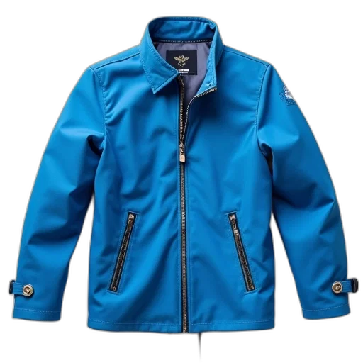jacket, blue, coat, zipper, buttons, laid, out, white transparent PNG cut-out