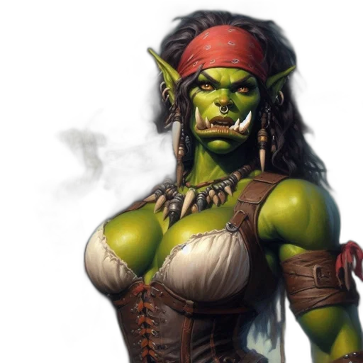 fantasy art, concept art, comic book art, photorealistic, green-skinned, fantasy, character, pointed transparent PNG cut-out