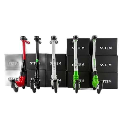 staff, set, six, bicycle, handlebars, neatly, arranged, reflective transparent PNG cut-out