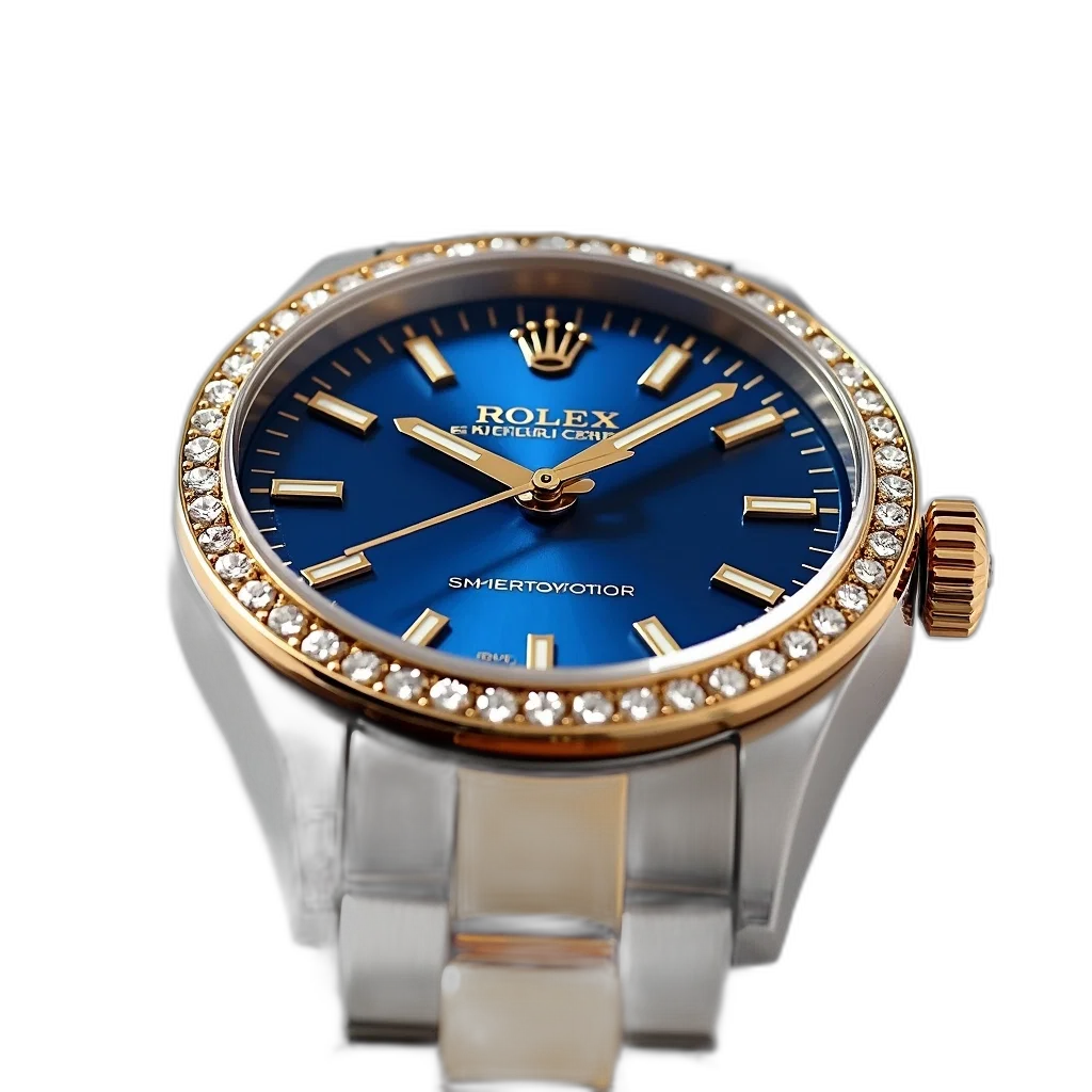 jewelry, crown, 3d render, blue, close-up, luxury, watch, dial transparent PNG cut-out