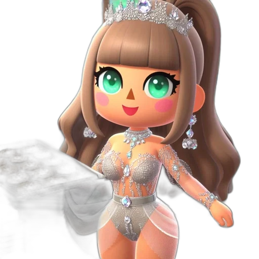dress, jewelry, crown, 3d render, concept art, fantasy art, cartoon, animated transparent PNG cut-out