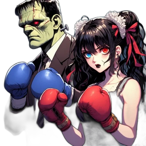 mask, face, comic book art, concept art, anime, pixel art, two, characters transparent PNG cut-out