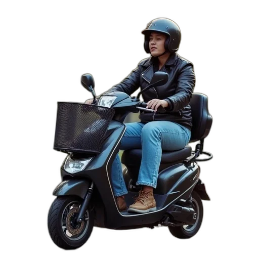 jacket, photorealistic, scooter, words, best, mobility, travel, 2019 transparent PNG cut-out