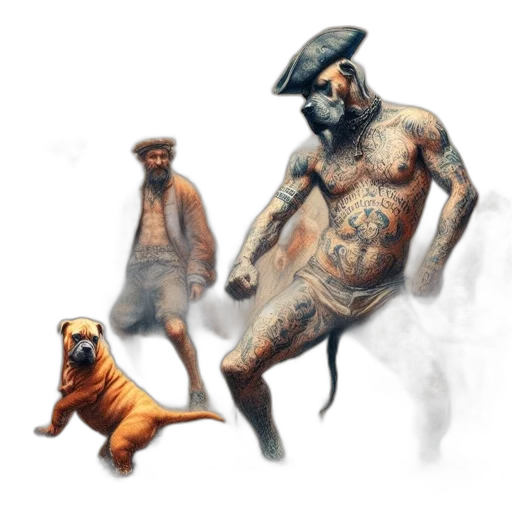 animal, creature, concept art, fantasy art, photorealistic, pixel art, earth tones, pirate transparent PNG cut-out