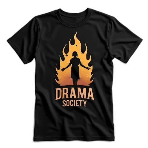 fire, black, t-shirt, graphic, design, featuring, silhouette, person transparent PNG cut-out