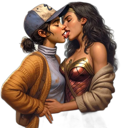 comic book art, concept art, fantasy art, pixel art, two, women, different, outfits transparent PNG cut-out